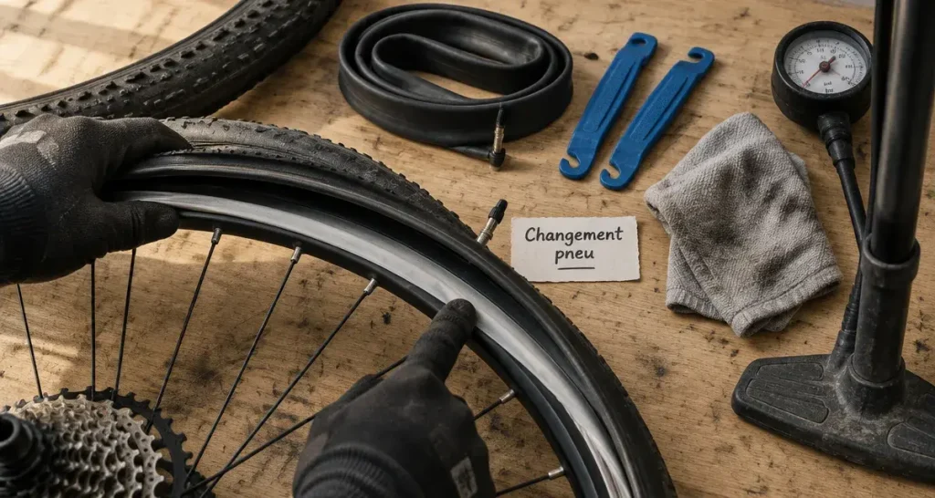 Changer pneu vélo : démonter pneu sans pincer la chambre à air