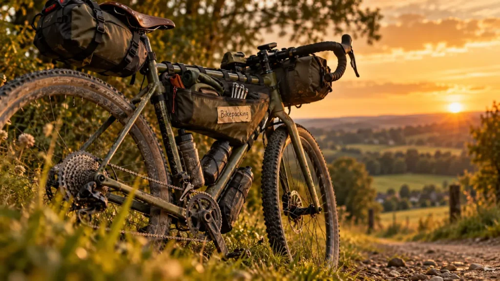 Sacoche bikepacking sur vélo gravel, zones de chargement (pas le volume)